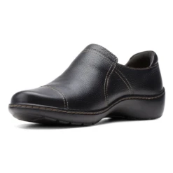 Clarks Cora Poppy Black Leather Slip-On (Women's) -Fashion Shoe Sale Shop CoraPoppy 5