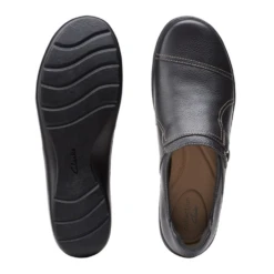 Clarks Cora Poppy Black Leather Slip-On (Women's) -Fashion Shoe Sale Shop CoraPoppy 6