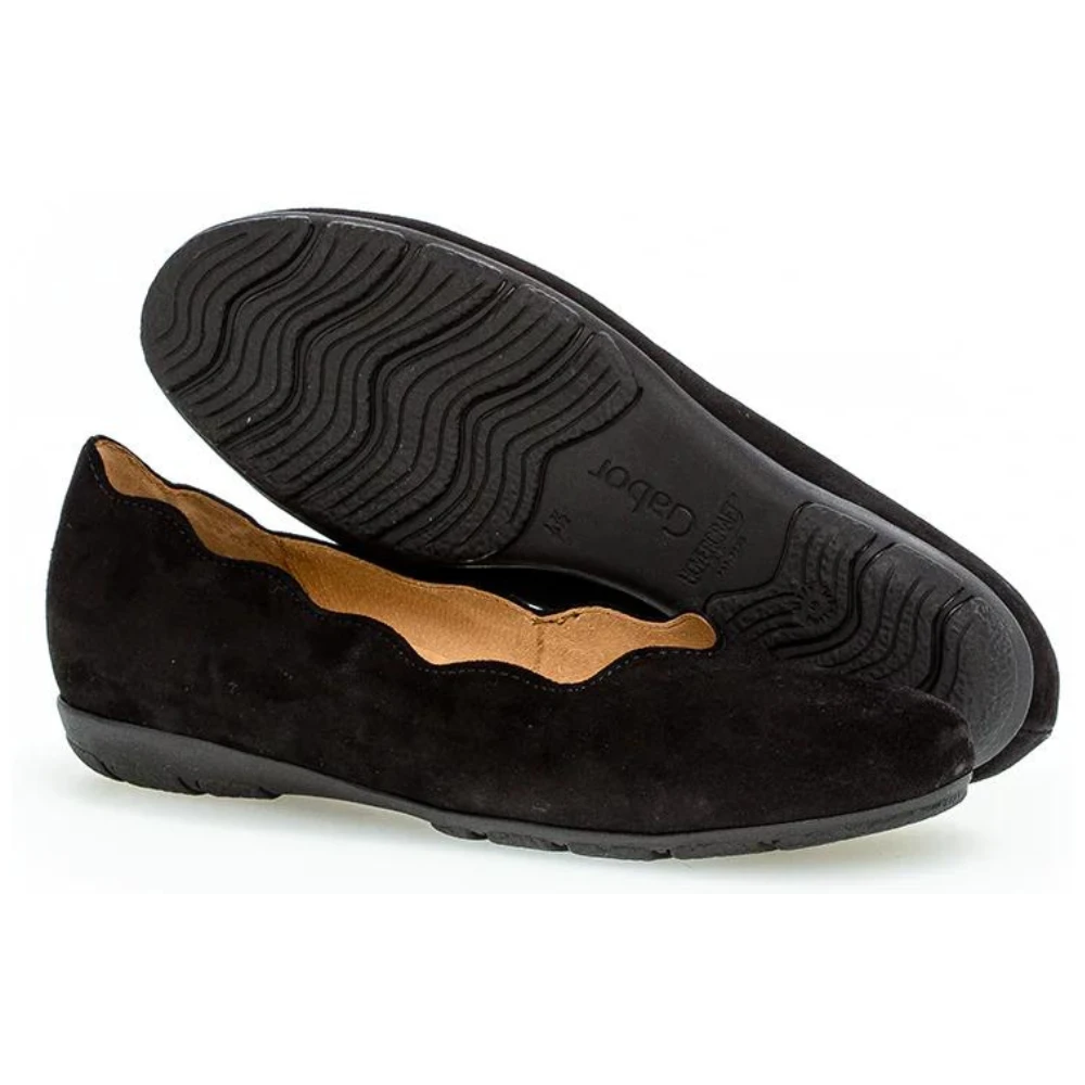 Gabor Scalloped Black Suede Ballet (Women's) 5 Gabor Scalloped Black Suede Ballet (Women's) - Image 3