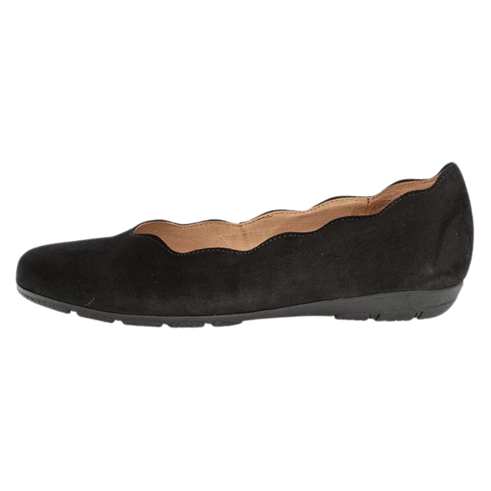 Gabor Scalloped Black Suede Ballet (Women's) 4 Gabor Scalloped Black Suede Ballet (Women's) - Image 2
