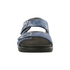 SAS Relaxed Sandal Silver Blue Leather (Women's) -Fashion Shoe Sale Shop silver blue 4